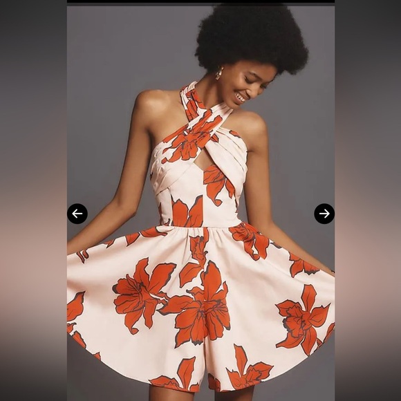 Anthropologie HUTCH Red and Pink Wrap Halter Romper Size Medium - Picture 4 of 12